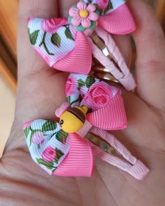 Mollette capelli bambina con rose NUOVE
