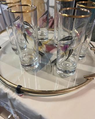 Servizio completo bicchieri con vassoio anni 50