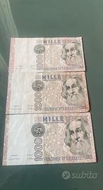 Banconote da 1000 lire italiane.