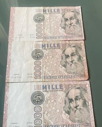 Banconote da 1000 lire italiane.