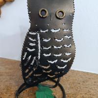 Portacandele gufo civetta ferro battuto nuovo