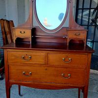 Toeletta con specchio in legno massiccio inglese d