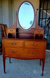 Toeletta con specchio in legno massiccio inglese d