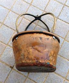 ANTICO SCALDINO A CARBONE DELLA NONNA IN RAME anni