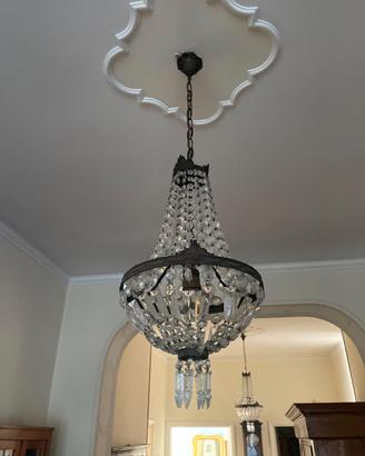 Set 3 lampadari decorati con gocce di cristallo