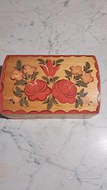 Scatola cofanetto vintage in legno dipinta a mano