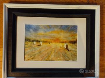 Acquerello. tramonto infuocato