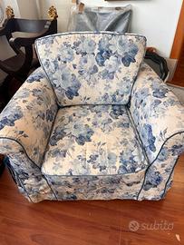 Poltrona floreale stile Shabby/Country Rose Blu