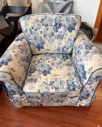 Poltrona floreale stile Shabby/Country Rose Blu