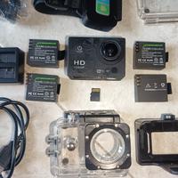 action sport cam nuova con 4 batterie 