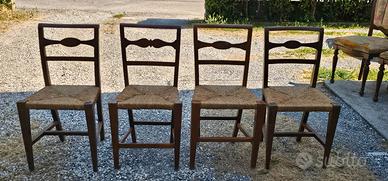 SET 4 SEDIE CON SEDUTA IN PAGLIA
