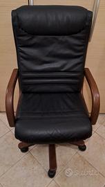 Poltrona presidenziale vera pelle e vero legno