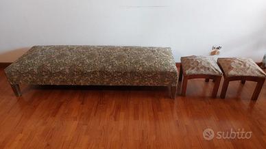 Panca imbottita + 2 sgabelli – stile vintage