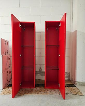 Coppia pensili sospesi design rosso lucido