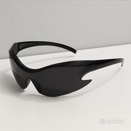 occhiali da sole vintage Y2K neri 