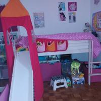 Letto a soppalco bimba con scaletta e scivolo