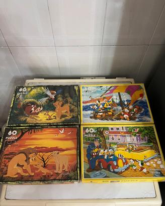 Lotto 4 Puzzle Vintage Clementoni Disney