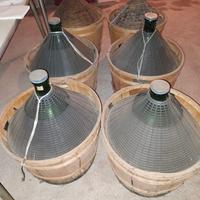 damigiane da 50lt vetro verde,cesta in legno