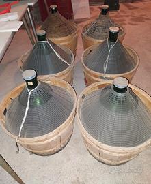 damigiane da 50lt vetro verde,cesta in legno