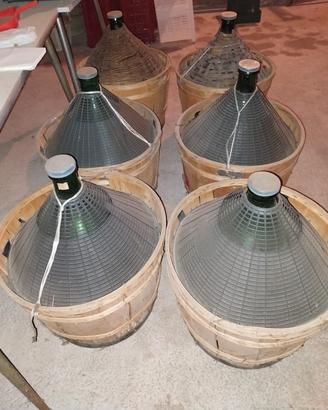 damigiane da 50lt vetro verde,cesta in legno
