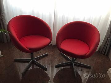 Poltrone IKEA in tessuto – rosse, girevoli