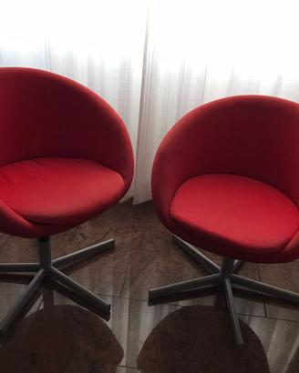 Poltrone IKEA in tessuto – rosse, girevoli