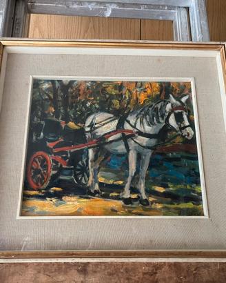 Dipinto ad olio, Cavallo bianco Ruggiero 1960