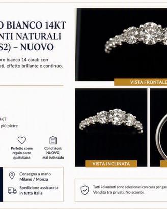 Anello oro bianco 14kt con diamanti naturali 0.50