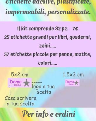 Etichette adesive  personalizzate scuola