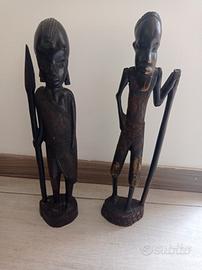 Statuette africane intagliate in Kenya anni 70 