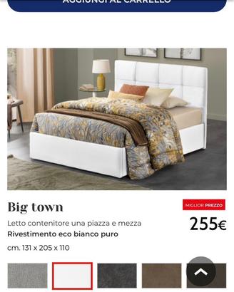 Letto contenitore a una piazza e mezza e materasso
