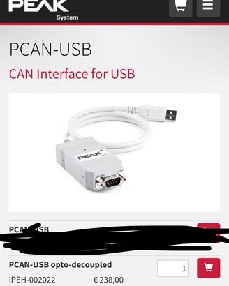 Interfaccia Usb-CanBus Peak opto-decoupled per pc