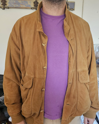 Giacca vintage in camoscio color cammello – uomo