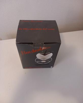  Set fonduta cioccolato "I love chocolate" NUOVO 