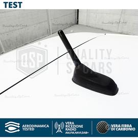 Antenna Per Auto In Lega Di Alluminio E Fibra Di Carbonio - Corta E Decorativa | Ricezione AM/FM | Colore Argento - Foto 11