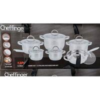 Set 12 pezzi Batteria pentole Cheffinger Acciaio 