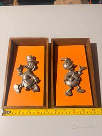 Quadri vintage peltro Disney Paperino Paperone