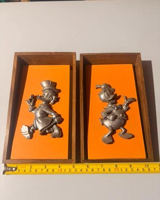 Quadri vintage peltro Disney Paperino Paperone