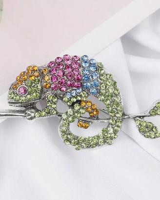 Spilla Pietre preziose brillanti Camaleonte