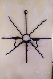 Porta candele da parete in ferro battuto