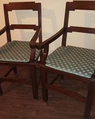 2 sedie a trono, legno mass noce, stile XIX sec.