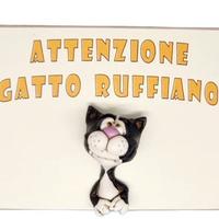 Targa in legno Gatto in resina fatta a mano