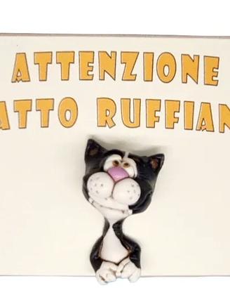 Targa in legno Gatto in resina fatta a mano