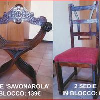 Sedie 'Savonarola' e 'classiche'