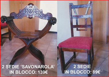 Sedie 'Savonarola' e 'classiche'