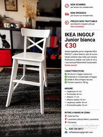 SGABELLO IKEA INGOLF Junior bianco– €30