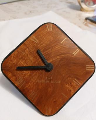 orologio gadget Fina e BMW in legno vintage