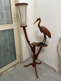 Aldo tura lampada vintage in legno con uccello