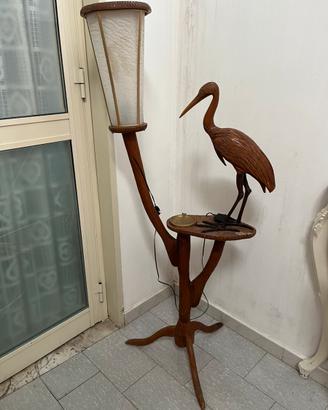 Aldo tura lampada vintage in legno con uccello