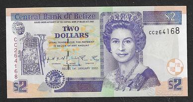 Belize - banconota FdS UNC da 2 Dollari